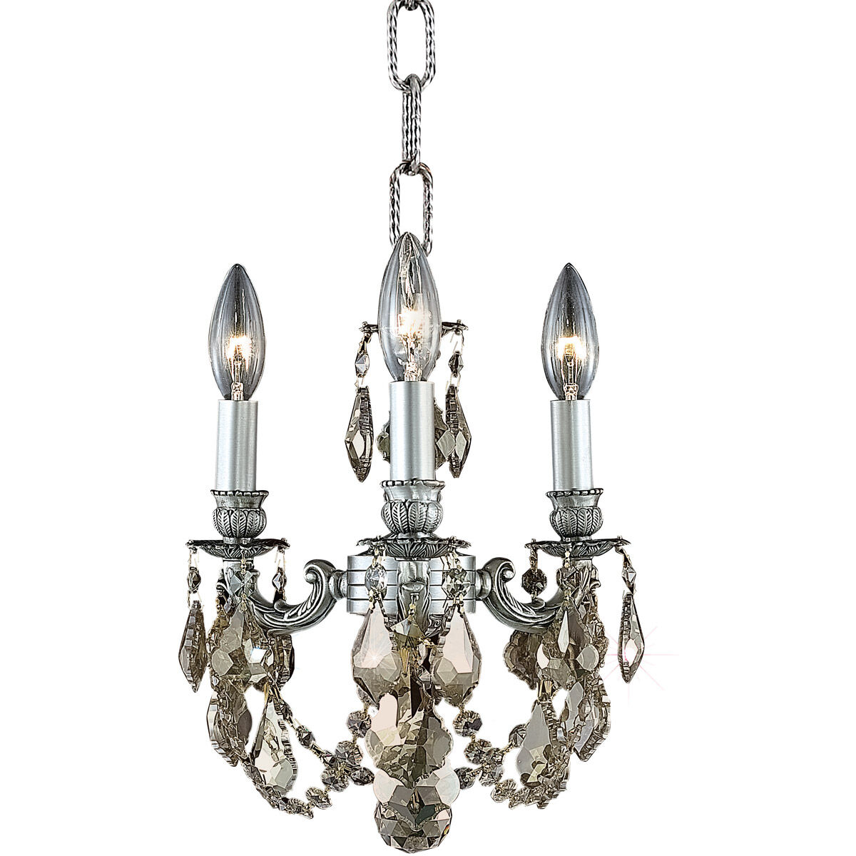 Lillie 3 Light 10 inch Pewter Pendant Ceiling Light in Golden Teak, Royal Cut