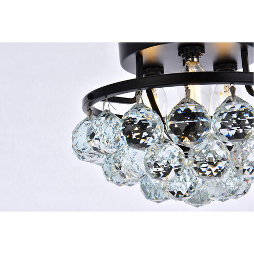 Corona 3 Light 10 inch Black and Clear Flush Mount Ceiling Light
