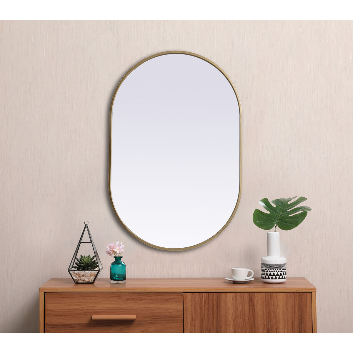 Asha 36 X 24 inch Brass Mirror in 24 x 36