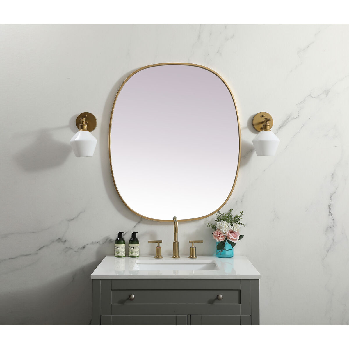 Brynn 36 X 30 inch Brass Mirror in 30 x 36