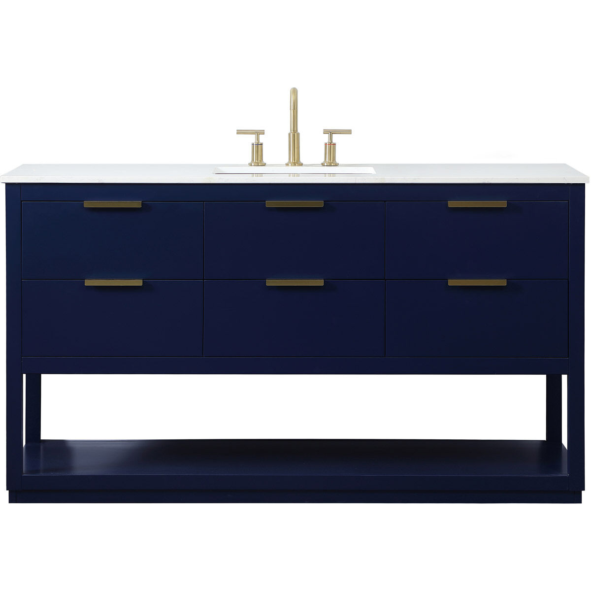 Larkin 60 X 22 X 34 inch Blue Vanity Sink Set in 1