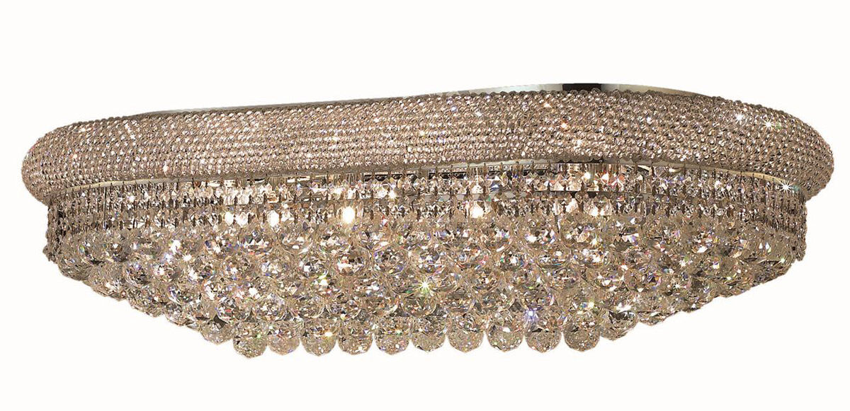 Primo 18 Light 50 inch Silver and Clear Mirror Flush Mount Ceiling Light in Royal Cut