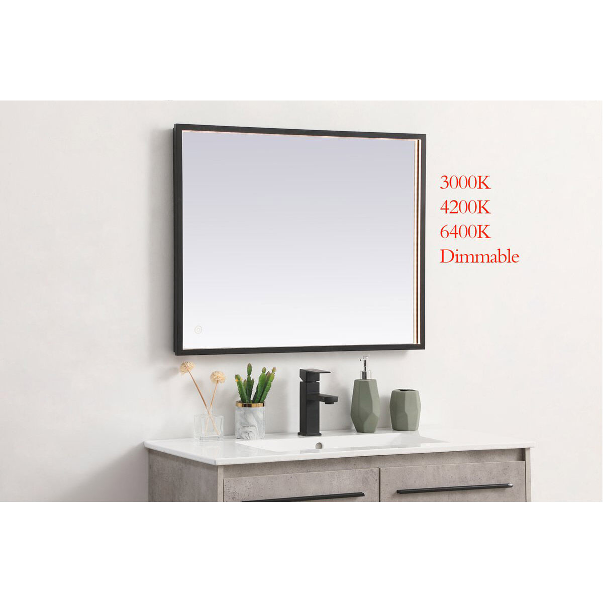 Pier 36 X 20 inch Black LED Mirror