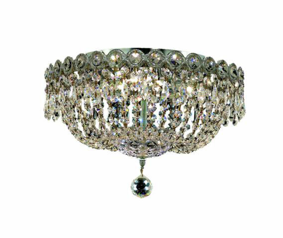 Century 4 Light 14 inch Chrome Flush Mount Ceiling Light in Royal Cut