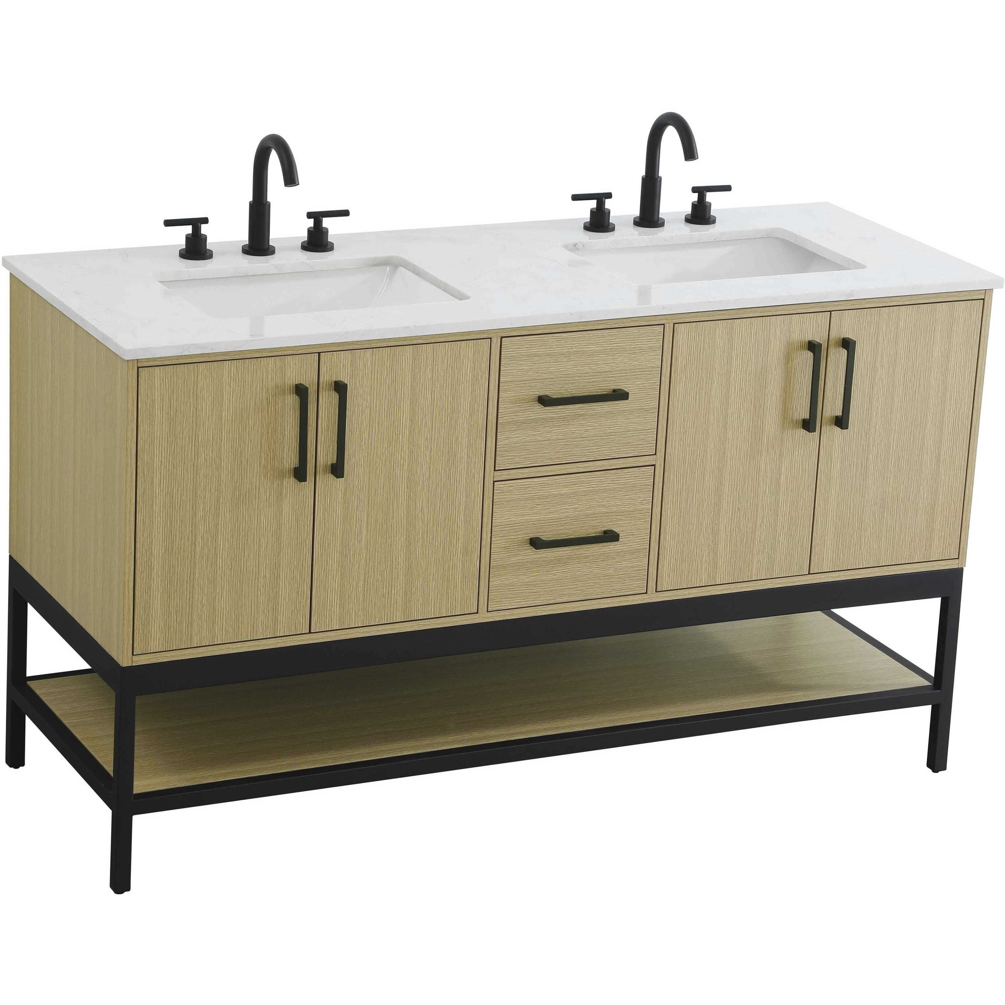 Lennox 60 X 34 inch Honey Brown Bathroom Vanity Cabinet