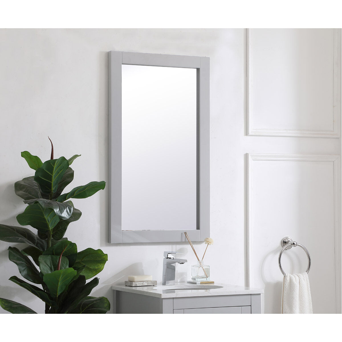 Aqua 32 X 18 inch Grey Wall Mirror in Gray