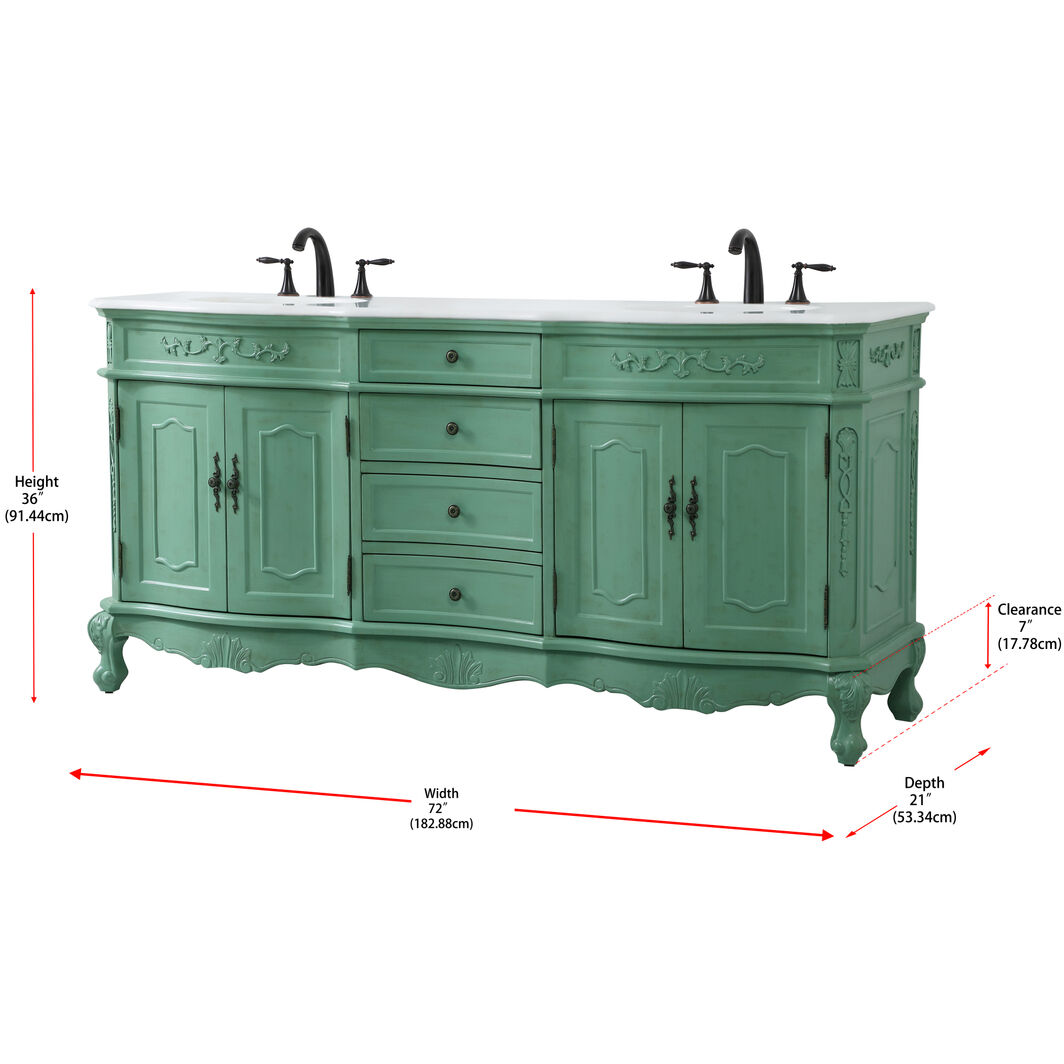 Danville 72 X 21 X 36 inch Vintage Mint Vanity Sink Set