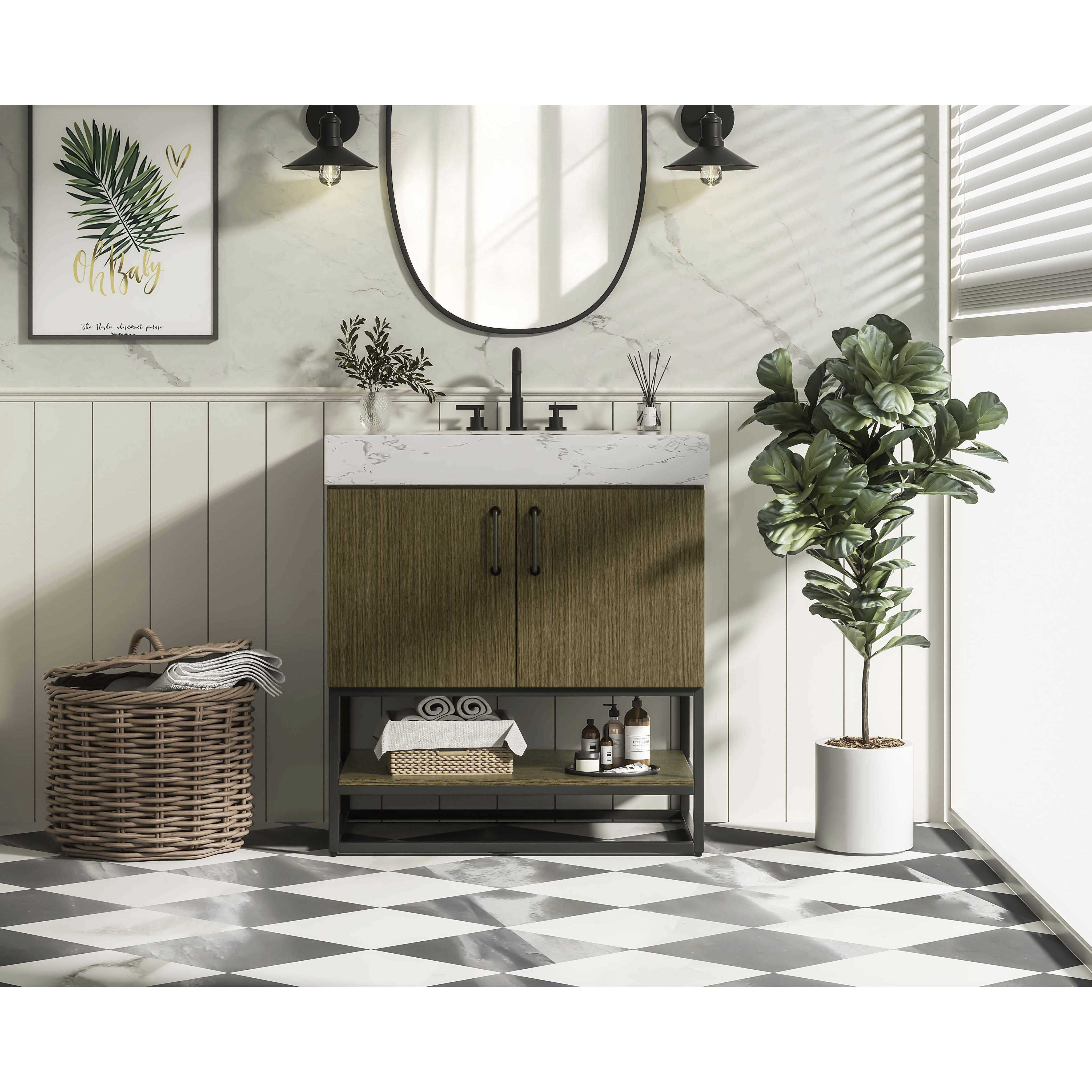 Caroline 30 X 34 inch Chestnut Brown Bathroom Vanity Cabinet