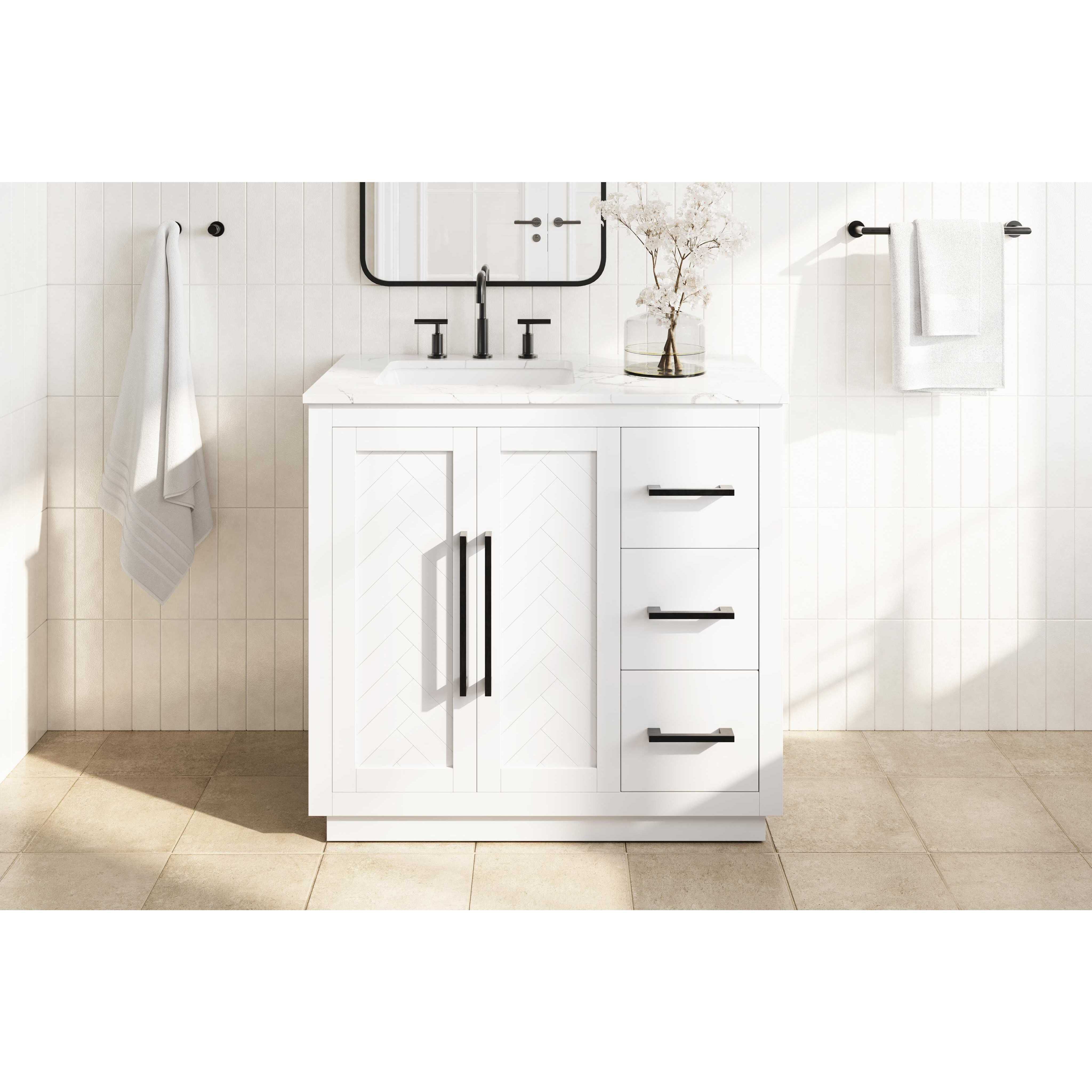 Chase 36 X 34 inch White Bathroom Vanity Cabinet