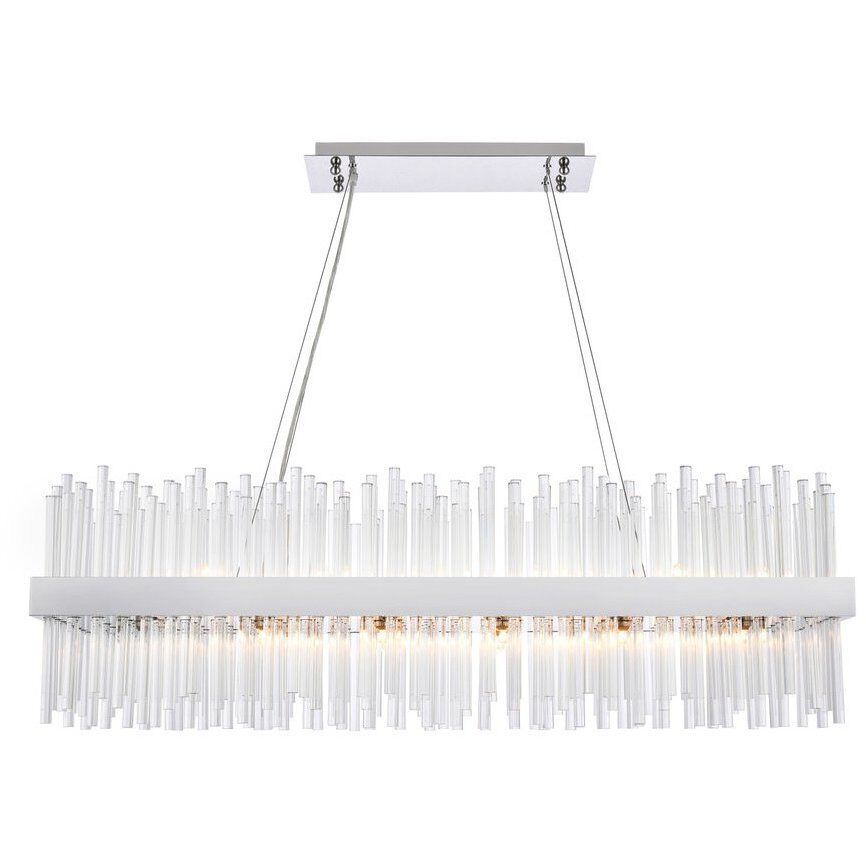 Elegant Lighting 3000G42C Dallas 24 Light 42 inch Chrome Linear Chandelier Ceiling Light