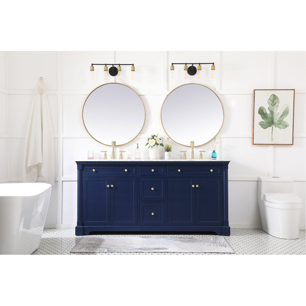 Clarence 72 X 21.5 X 35 inch Blue Vanity Sink Set