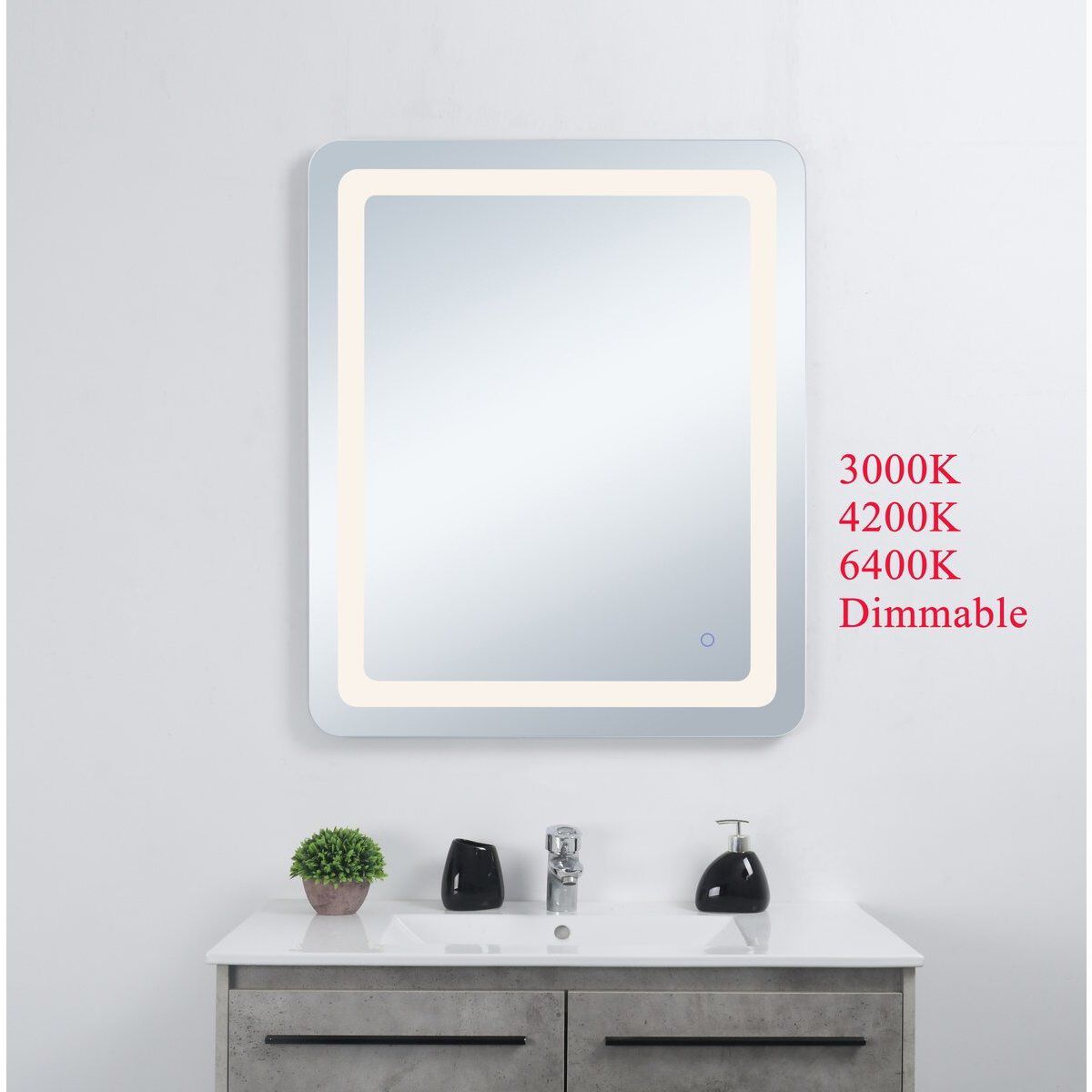 Genesis 36 X 30 inch Glossy White LED Mirror