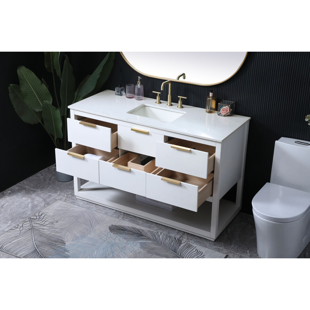 Larkin 54 X 22 X 34 inch White Vanity Sink Set