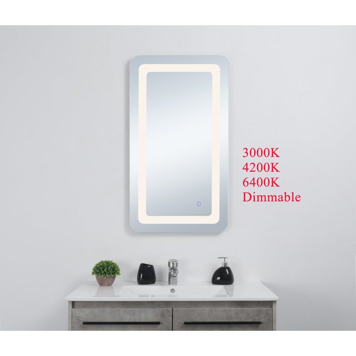 Genesis 36 X 20 inch Glossy White LED Mirror