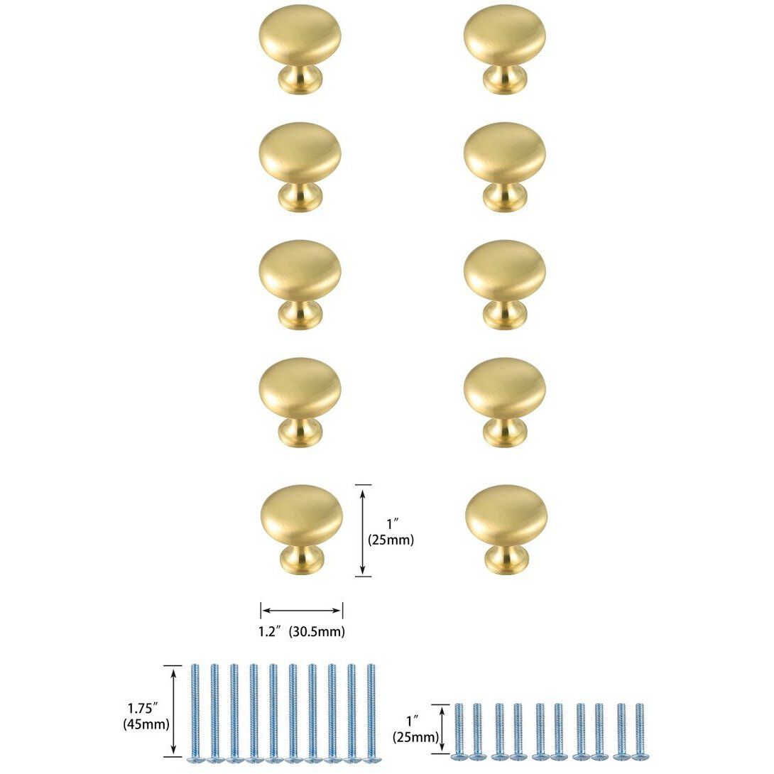 Cadon Brushed Gold Hardware Cabinet Knob, Set of 10
