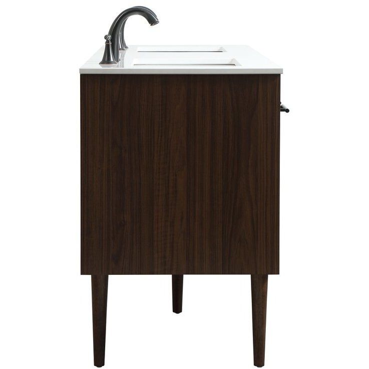 Cyrus 60 X 22 X 34 inch Walnut Vanity Sink Set