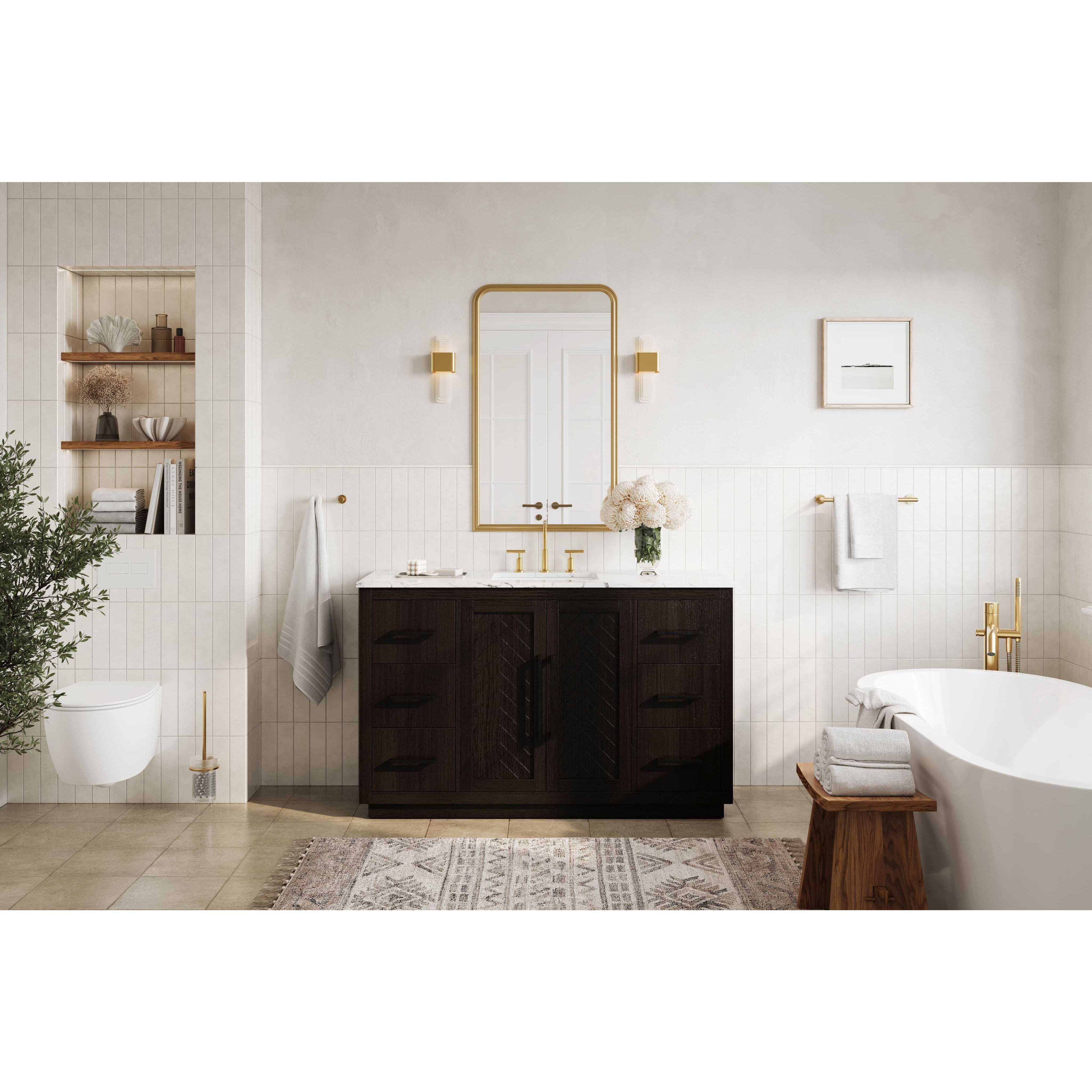 Chase 54 X 34 inch Chocolate Oak Bathroom Vanity Cabinet
