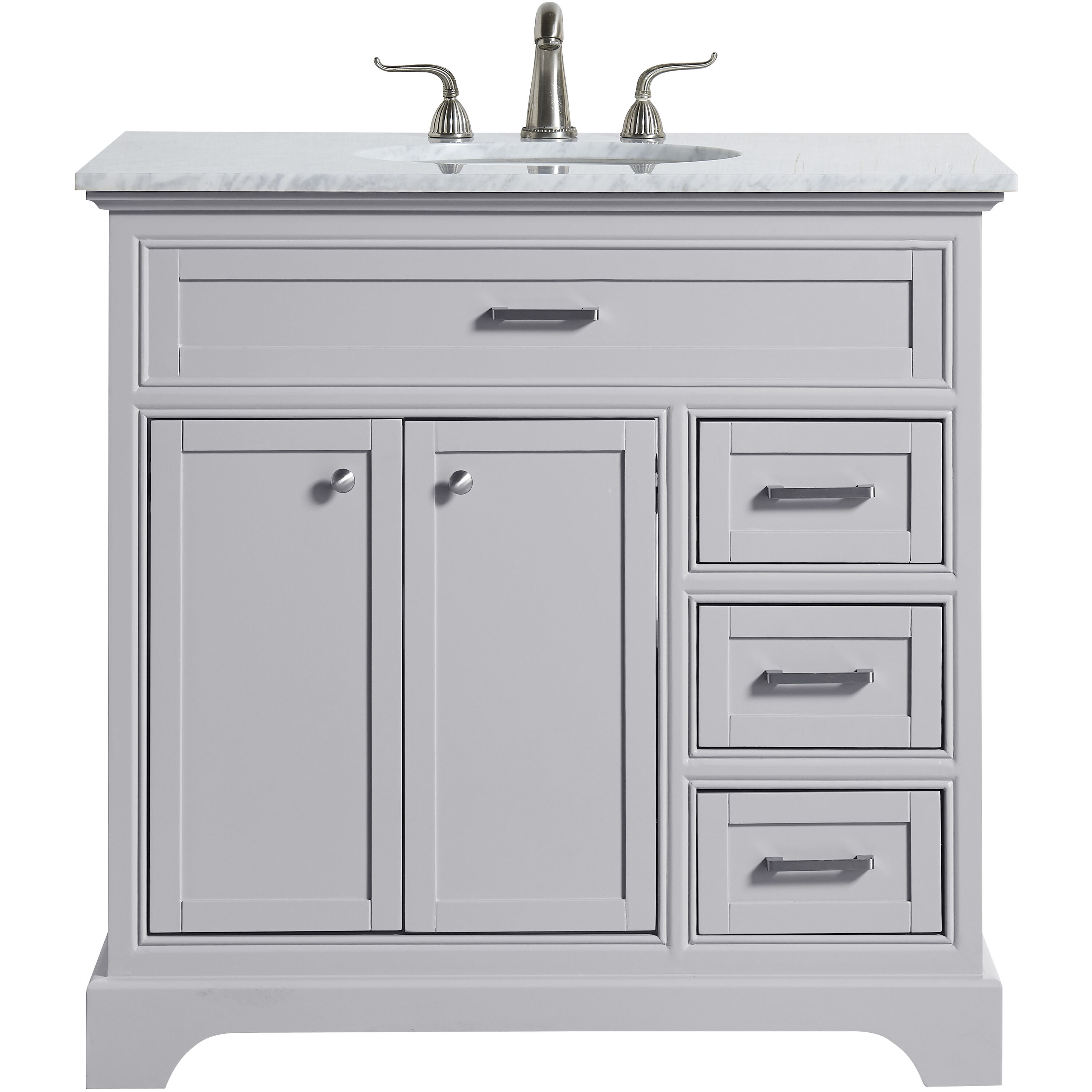 Americana 36 X 35 inch Light Grey with Carrara White Marble Vanity Set in Gray