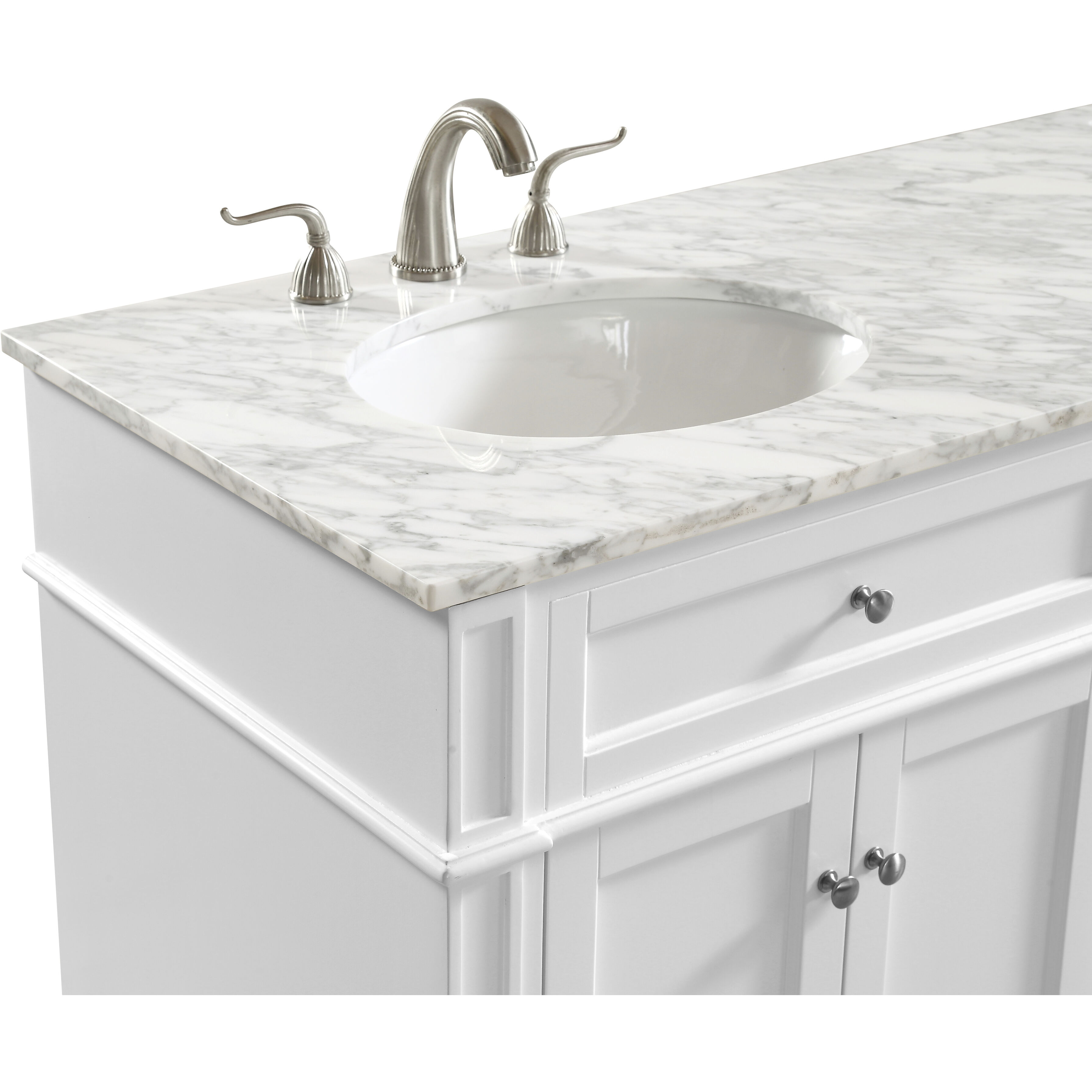 Park Avenue 60 X 35 inch White with Carrara White Marble Vanity Set