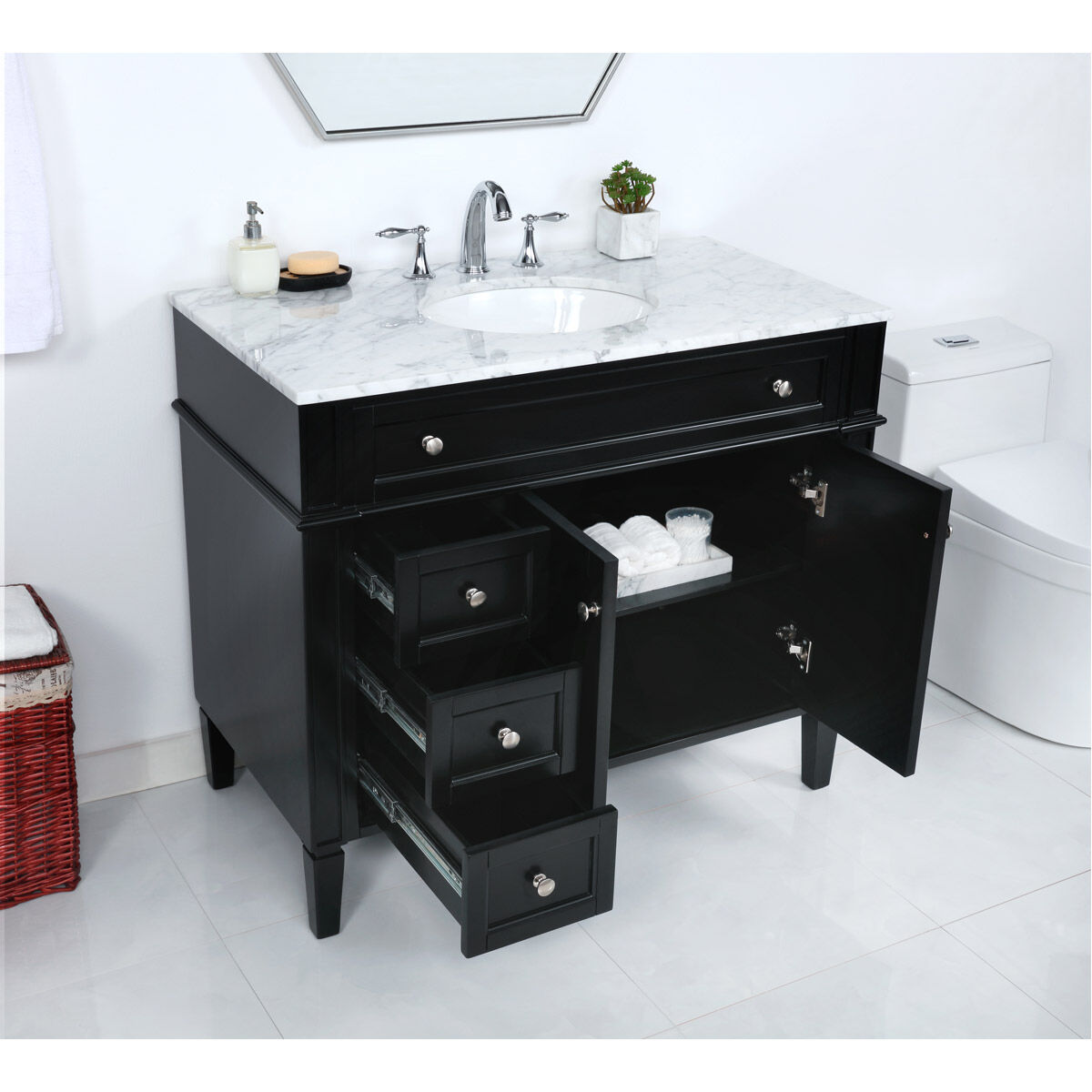Park Avenue 40 X 21.5 X 35 inch Black Vanity Sink Set
