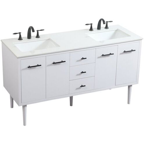 Cyrus 60 X 22 X 34 inch White Vanity Sink Set