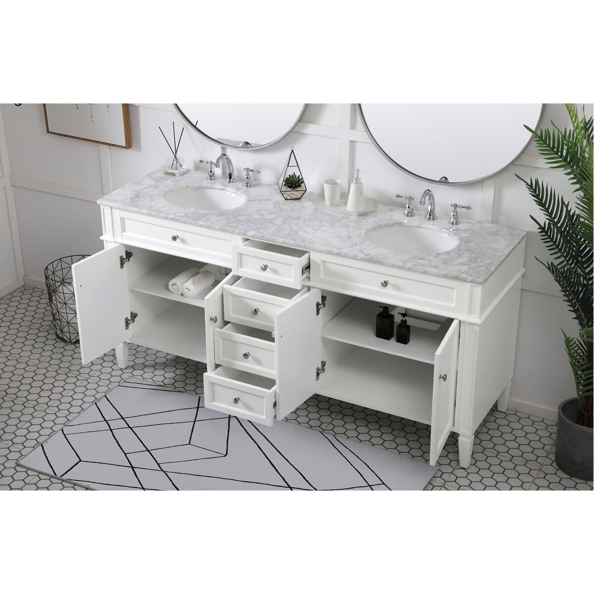 Park Avenue 72 X 21.5 X 35 inch White Vanity Sink Set