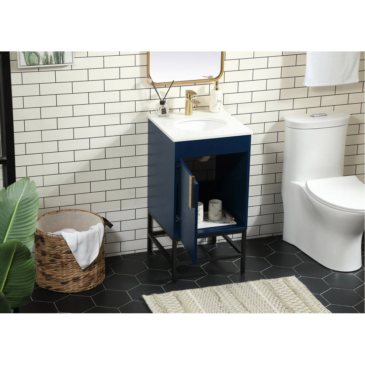 Eugene 19 X 18 X 33.5 inch Blue Vanity Sink Set