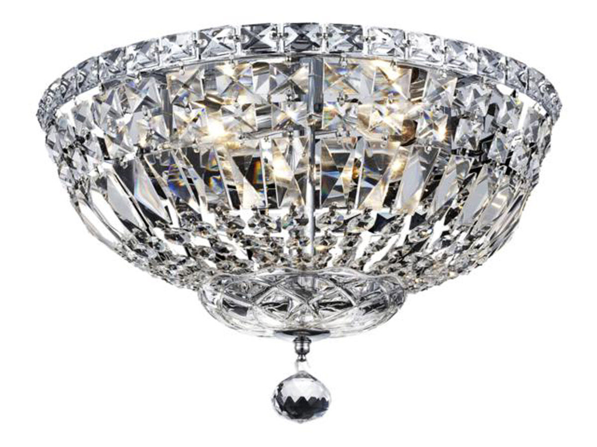 Tranquil 4 Light 14 inch Chrome Flush Mount Ceiling Light in Royal Cut
