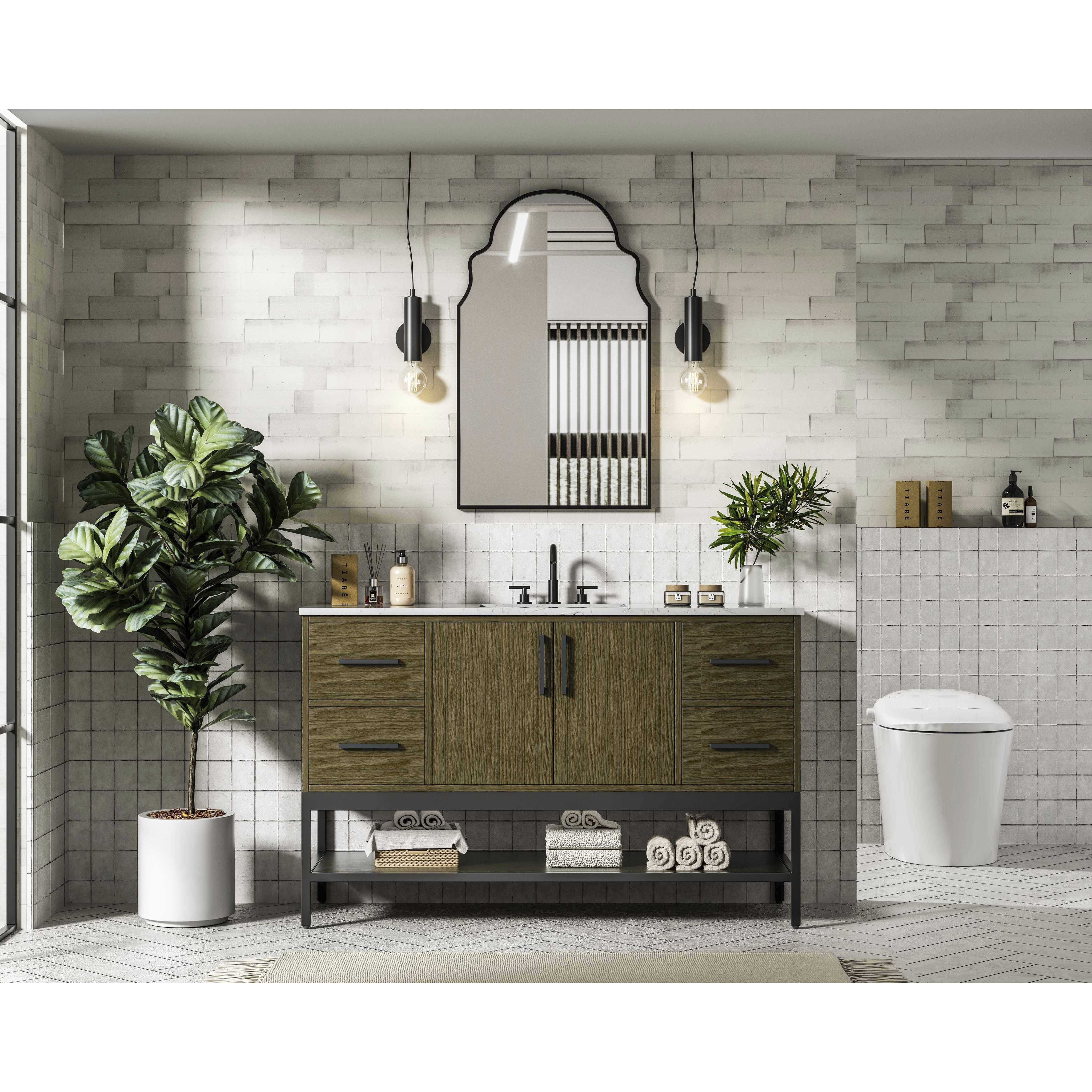 Lennox 54 X 34 inch Chestnut Brown Bathroom Vanity Cabinet