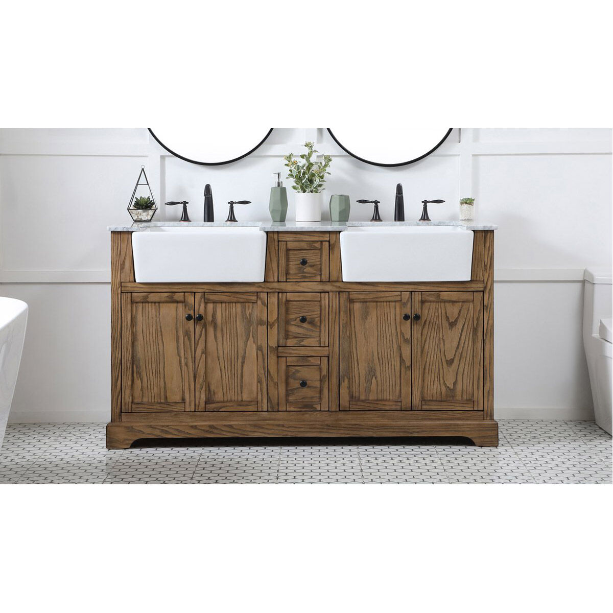 Franklin 60 X 22 X 35 inch Driftwood Bathroom Vanity Cabinet