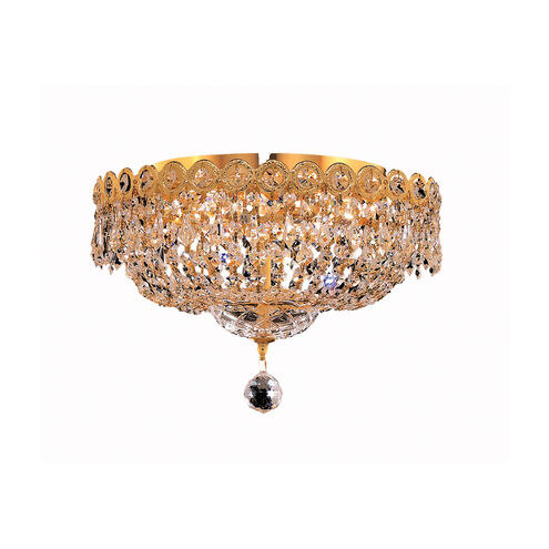Century 4 Light 14 inch Gold Flush Mount Ceiling Light in Royal Cut