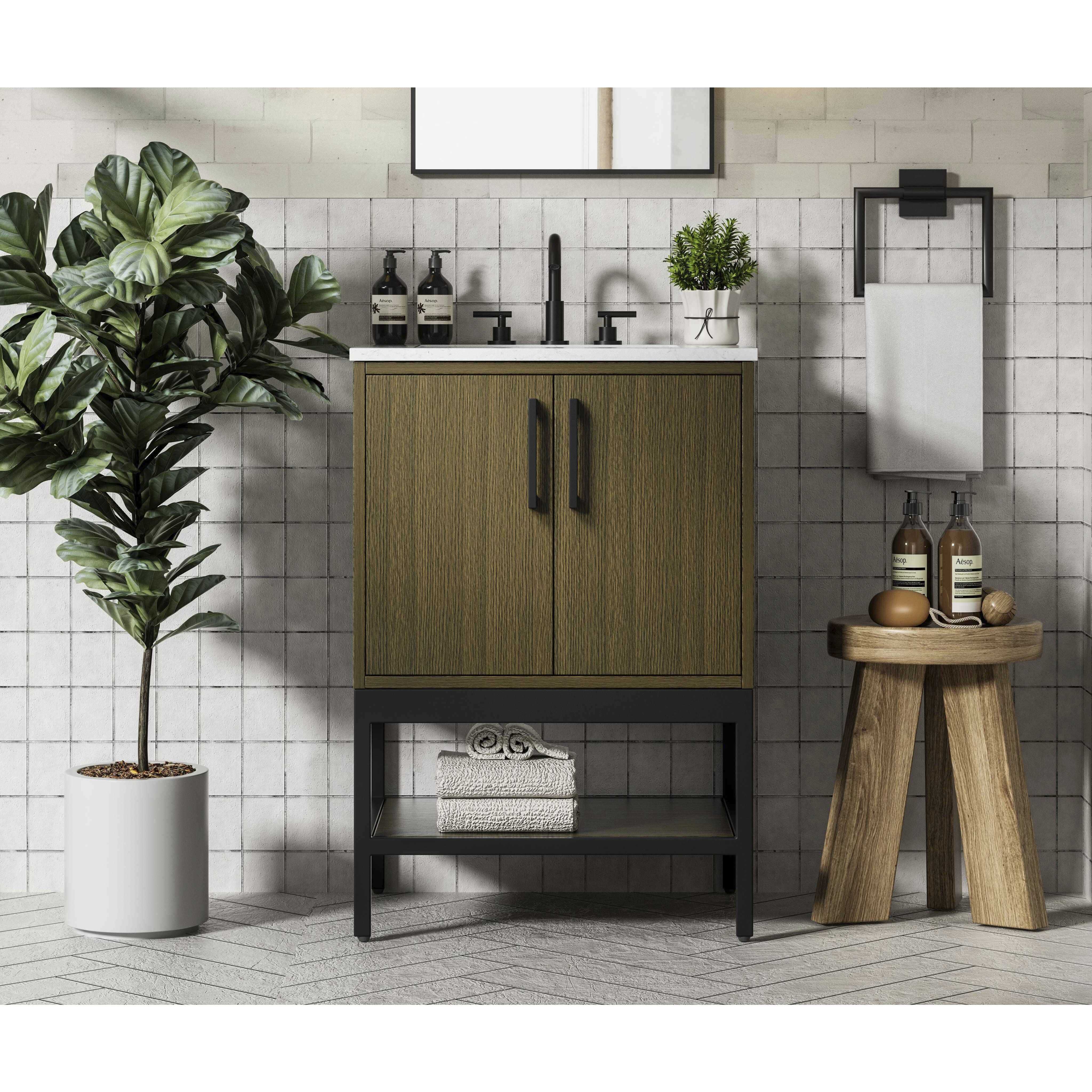 Lennox 24 X 34 inch Chestnut Brown Bathroom Vanity Cabinet