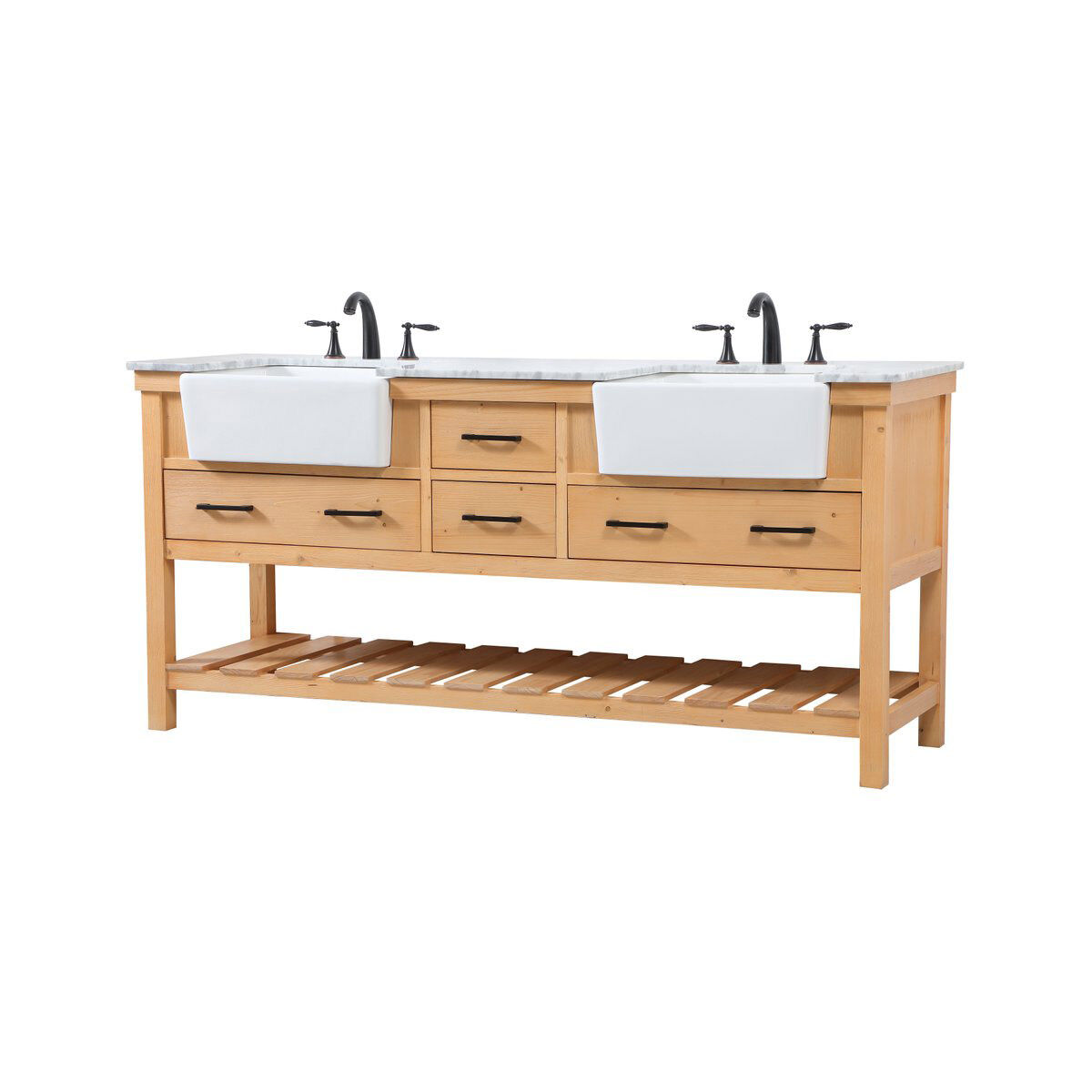 Clement 72 X 22 X 34 inch Natural Wood Bathroom Vanity Cabinet