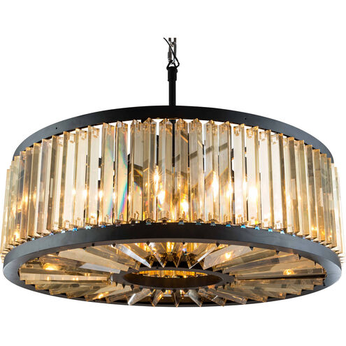 Chelsea 10 Light 36 inch Matte Black Pendant Ceiling Light in Golden Teak, Urban Classic