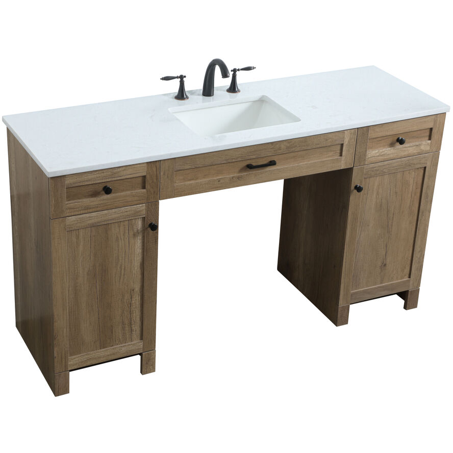 Cooper 60 X 19 X 34 inch Natural Oak Vanity Sink Set