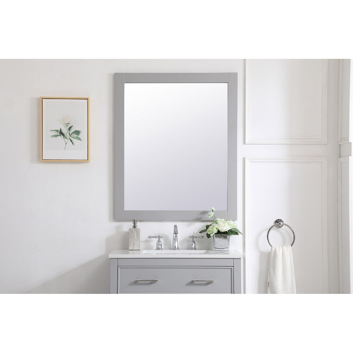 Aqua 36 X 30 inch Grey Wall Mirror