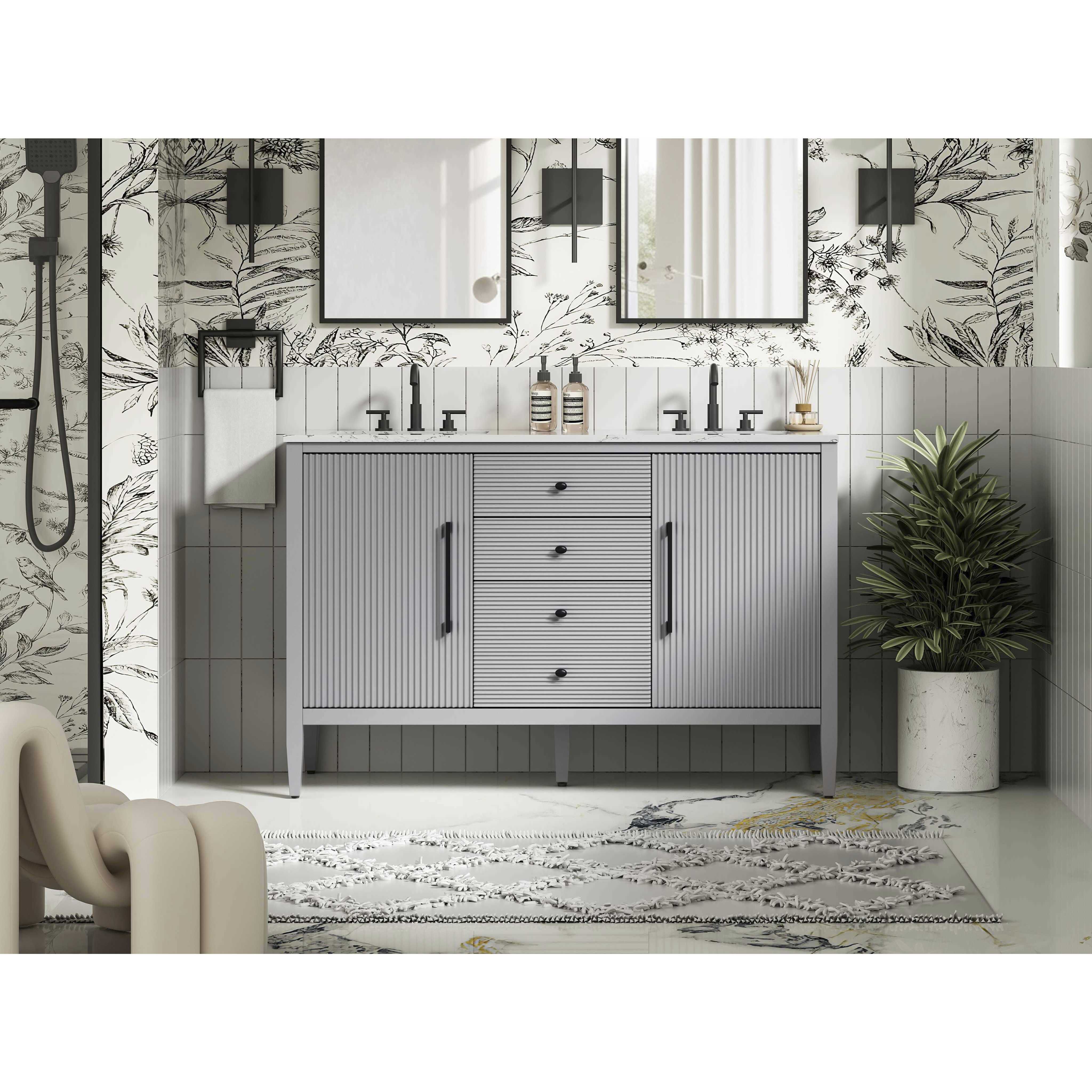 Blakely 54 X 34 inch Grey Bathroom Vanity Cabinet