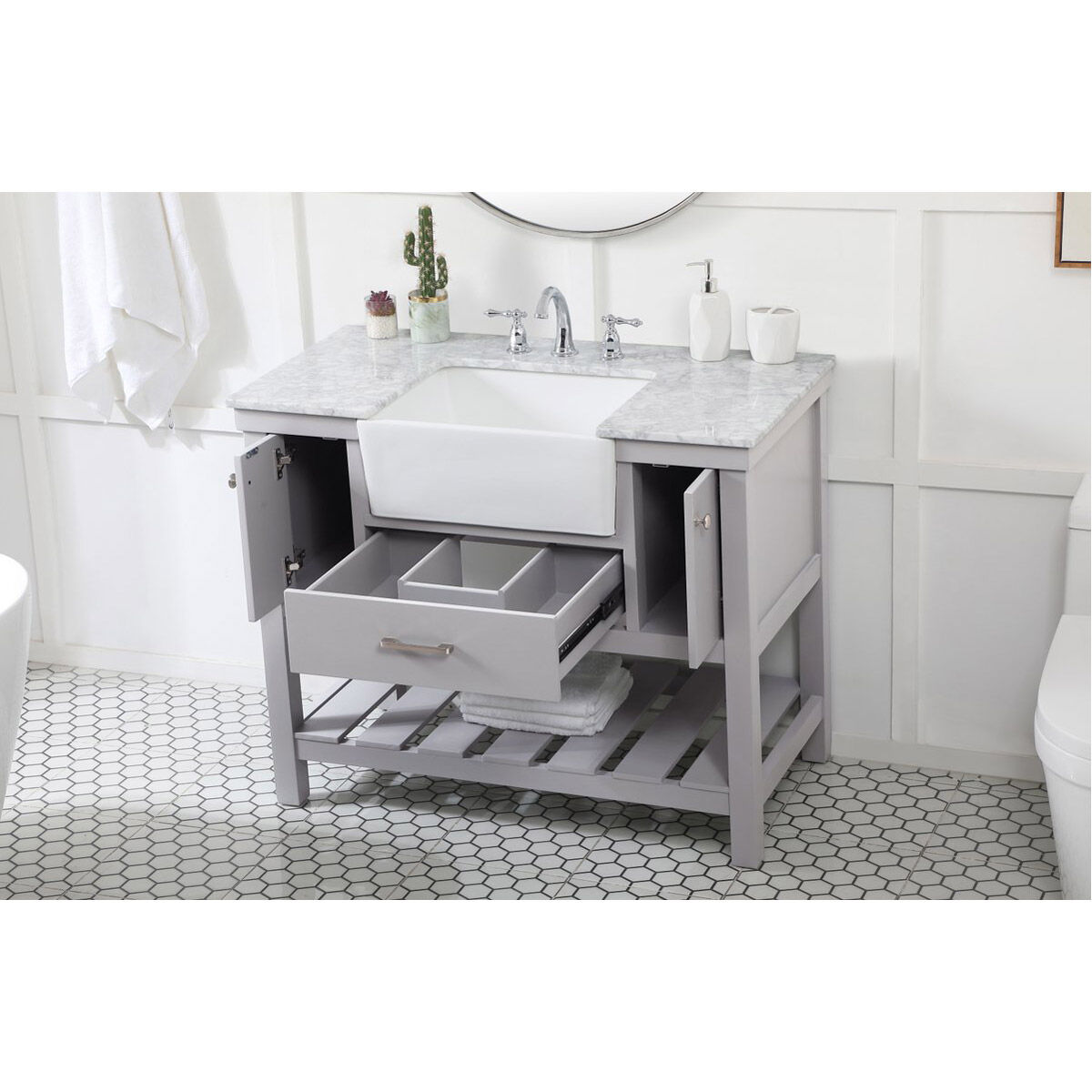 Clement 42 X 22 X 34.13 inch Grey Bathroom Vanity Cabinet