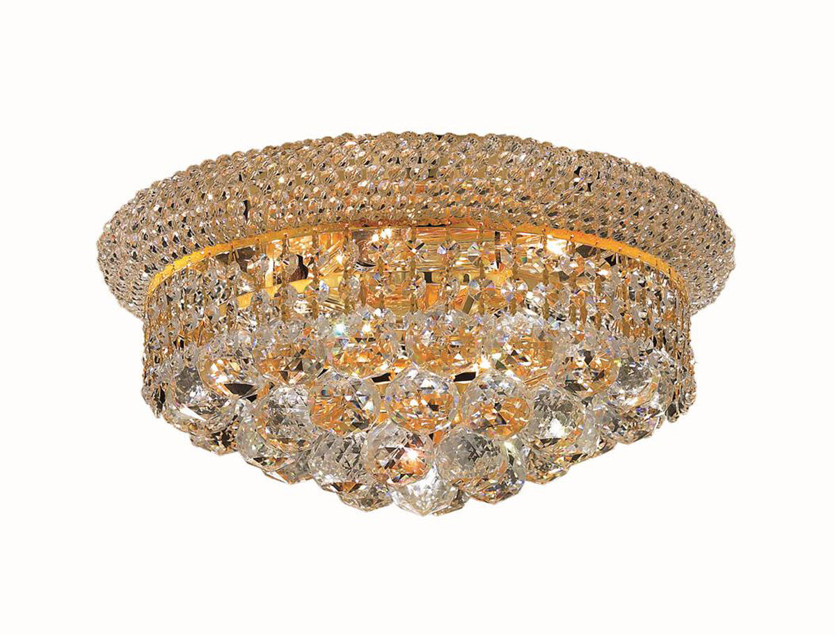 Elegant Lighting V1800F14G RC Primo 6 Light 14 inch Gold Flush Mount Ceiling Light in Royal Cut