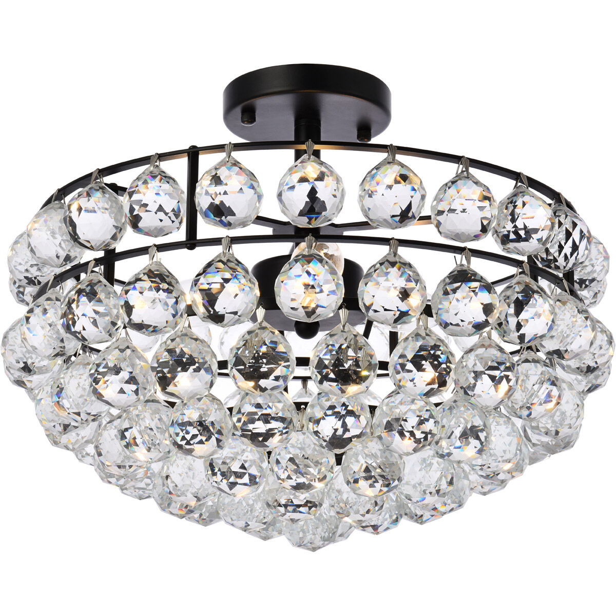 Savannah 3 Light 16 inch Black Flush Mount Ceiling Light