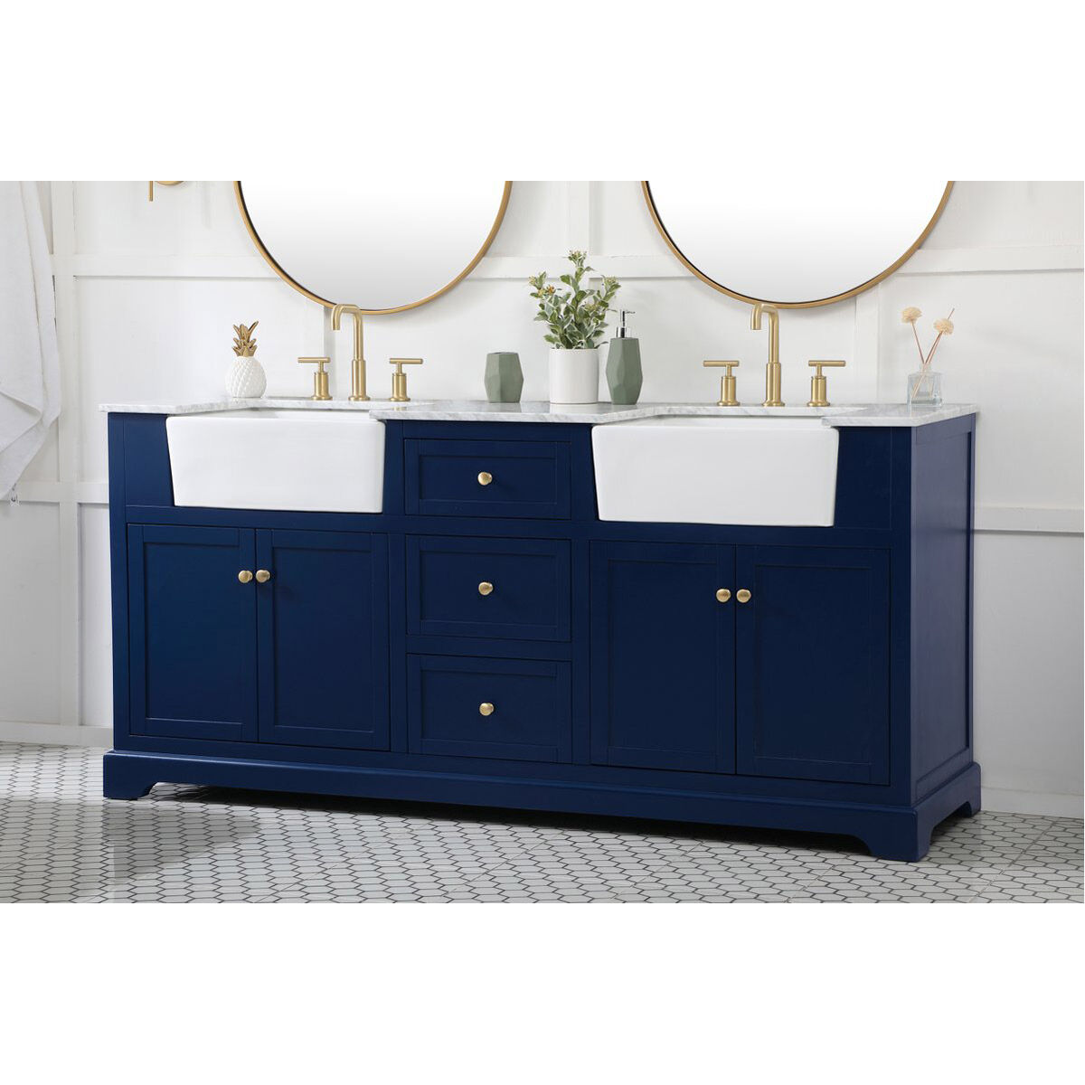 Franklin 72 X 22 X 35 inch Blue Bathroom Vanity Cabinet