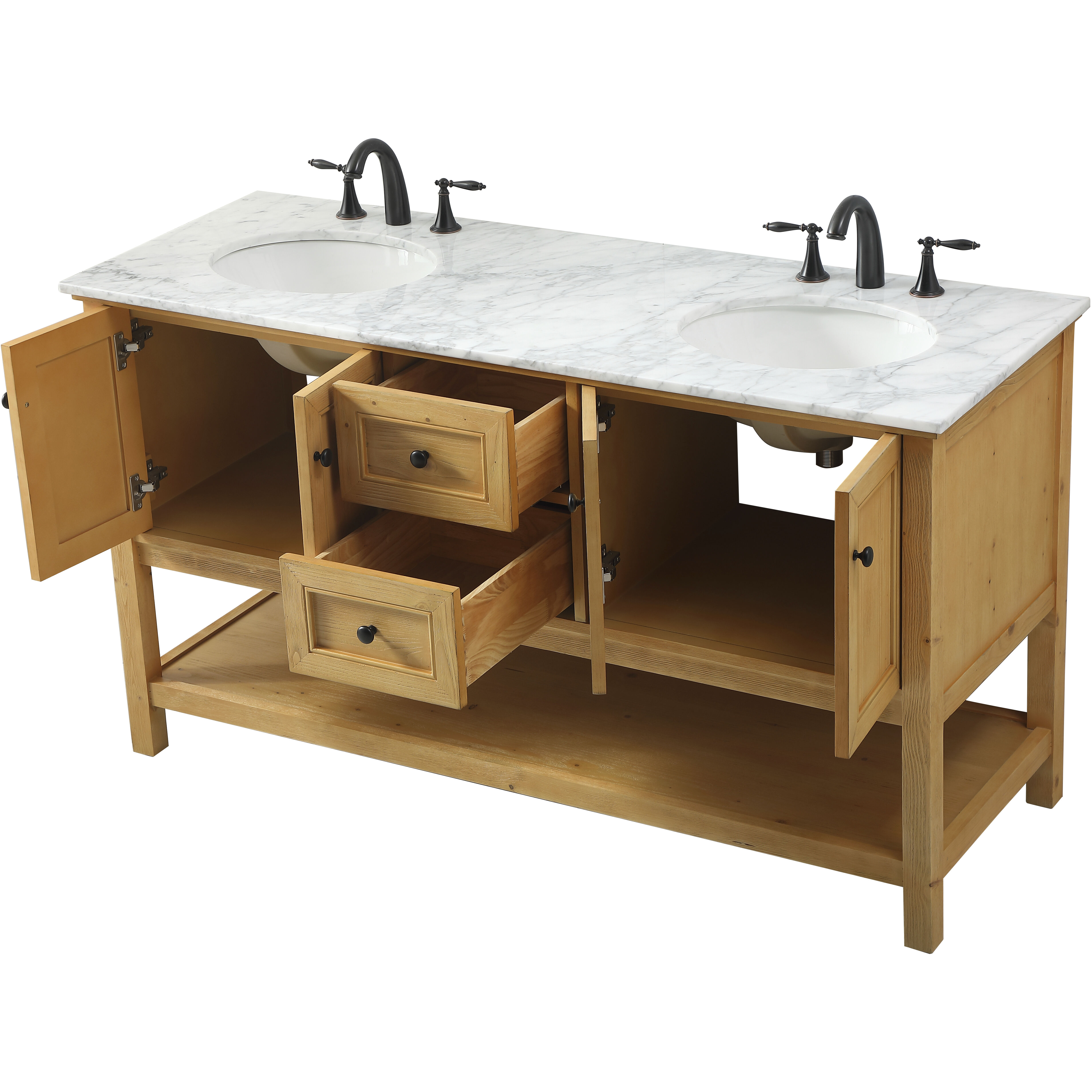 Metropolis 60 X 22 X 34 inch Natural Wood Vanity Sink Set
