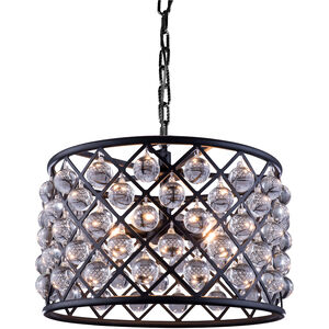 Madison 6 Light 20 inch Matte Black Pendant Ceiling Light in Clear, Smooth Royal Cut, Urban Classic