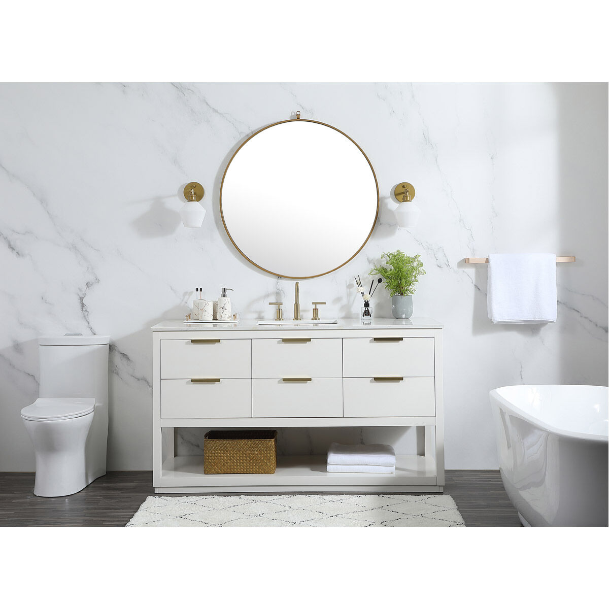 Larkin 60 X 22 X 34 inch White Vanity Sink Set