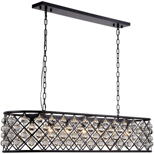 Madison 7 Light 50 inch Matte Black Island Pendant Ceiling Light in Clear, Smooth Royal Cut, Urban Classic