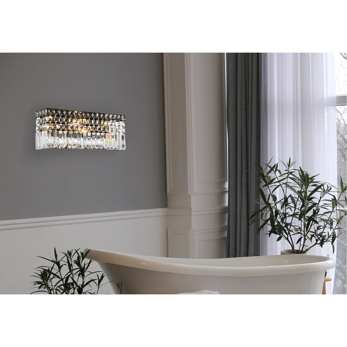 Maxime 3 Light 4.5 inch Black and Clear Wall Sconce Wall Light in Royal Cut