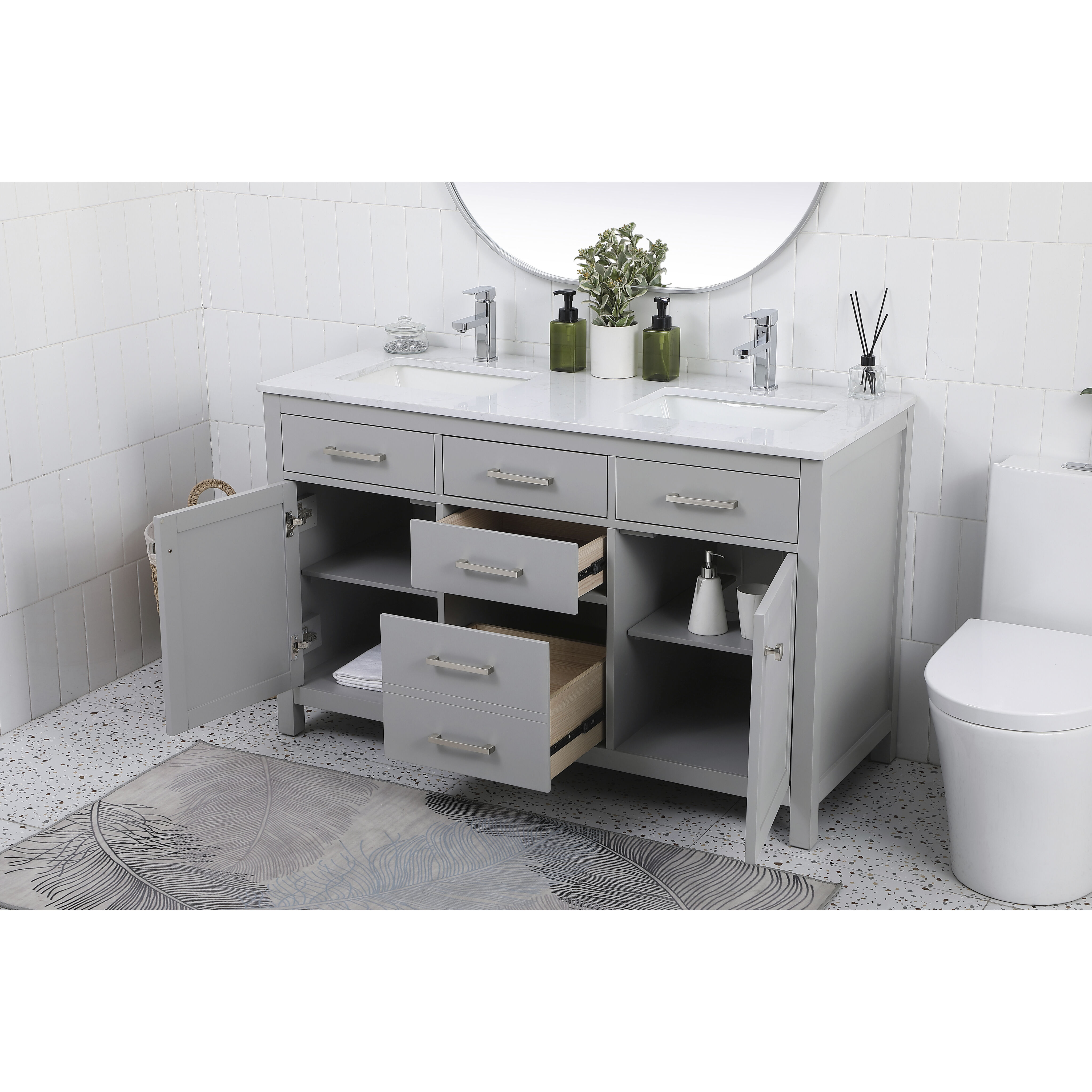 Lewis 54 X 22 X 34 inch Grey Vanity Sink Set