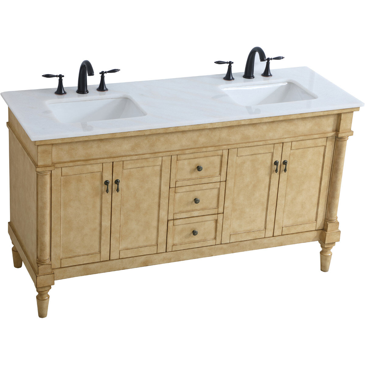 Lexington 60 X 21.5 X 35 inch Antique Beige and Antique Bronze Vanity Sink Set in Antique Brass