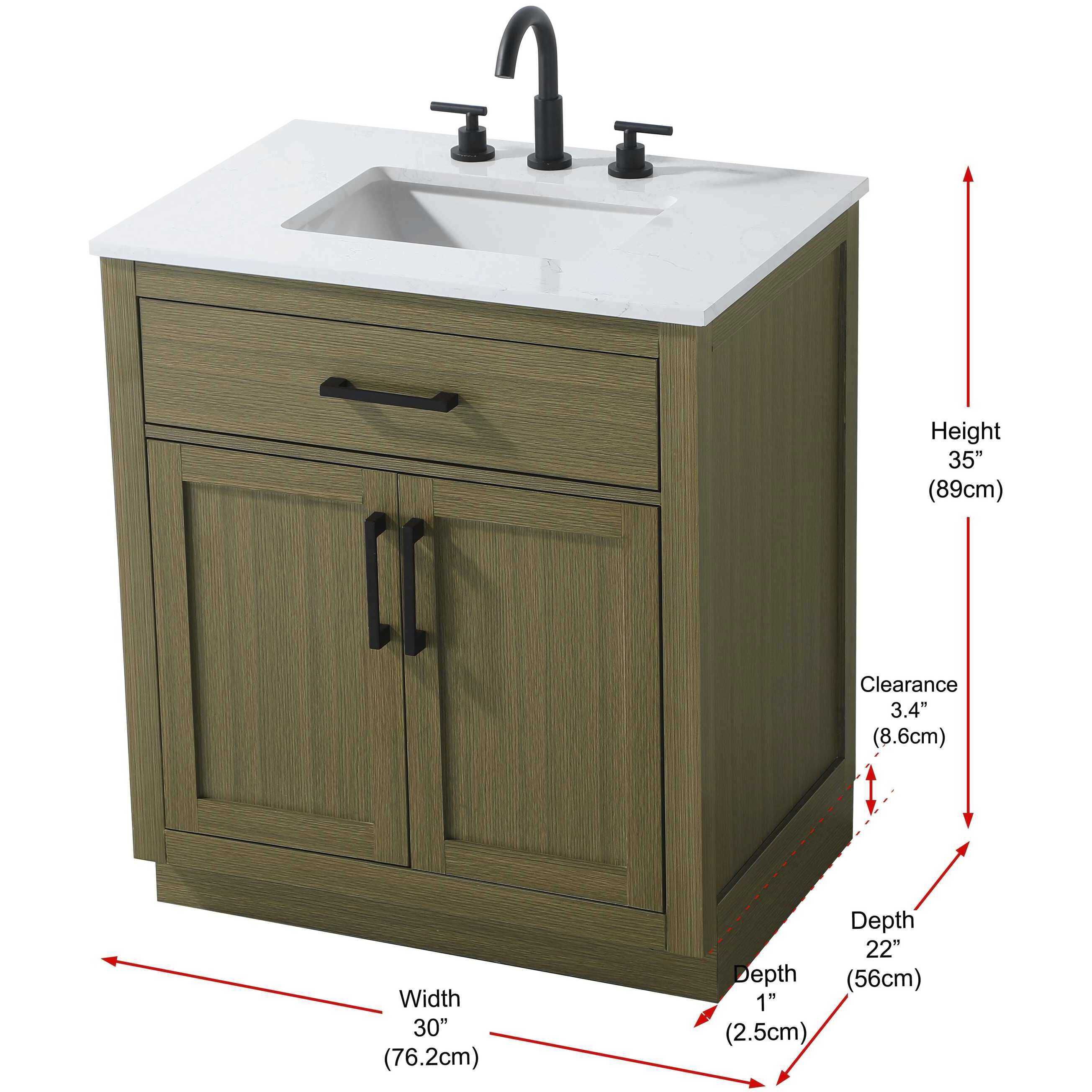 Alden 30 X 35 inch Chestnut Brown Bathroom Vanity Cabinet