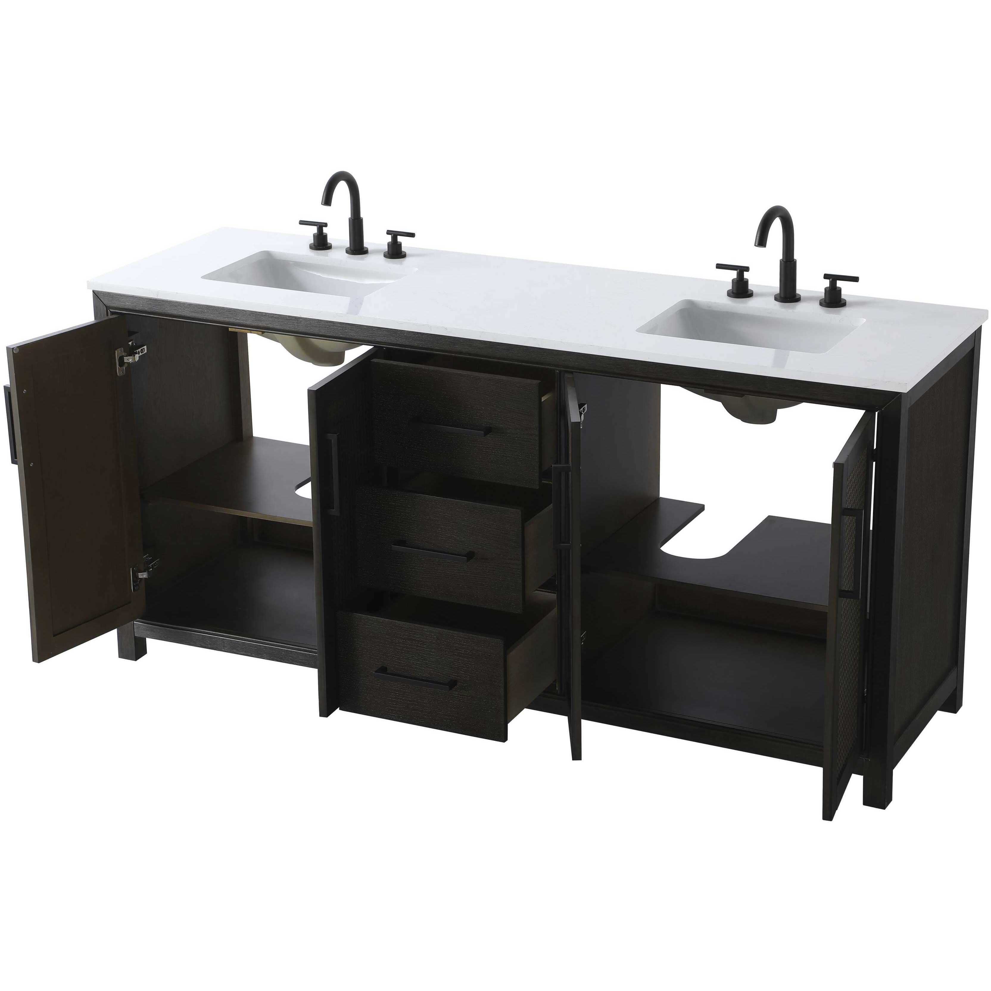 Alina 72 X 34 inch Chocolate Oak Bathroom Vanity Cabinet